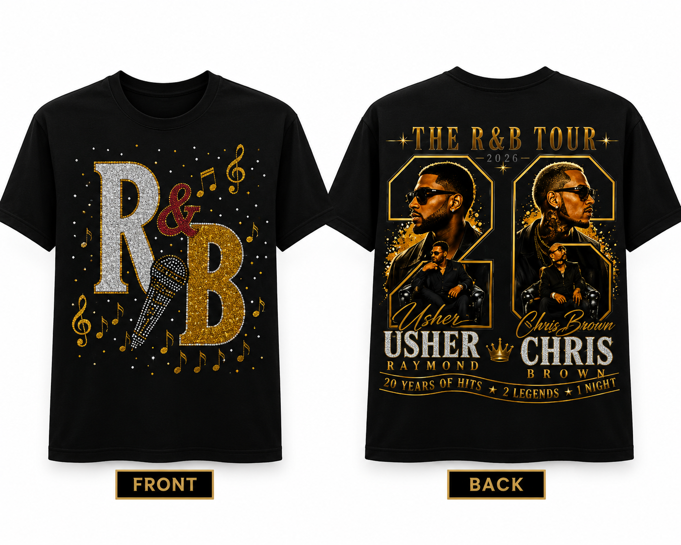 R&B Tour Tee — front and back rhinestud design